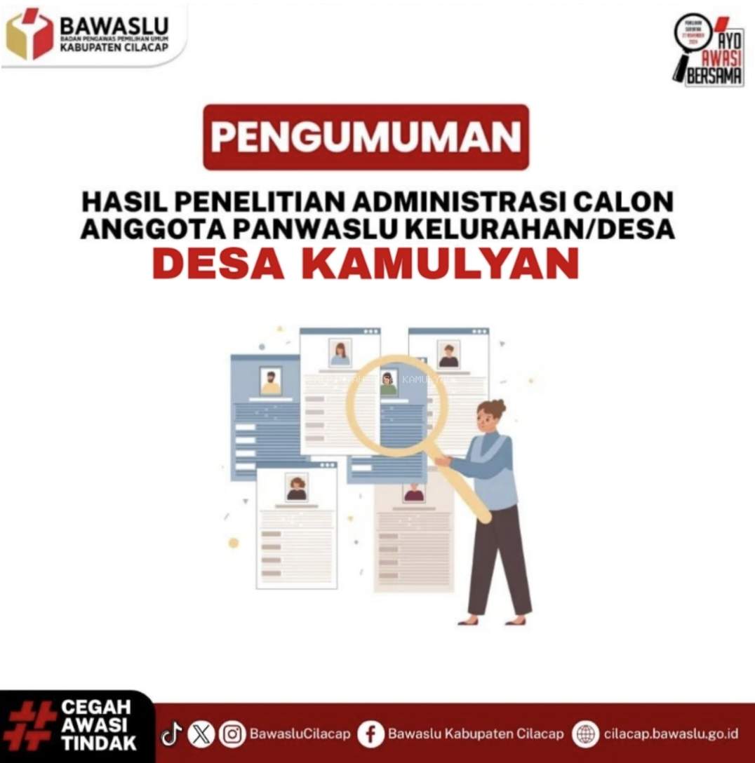 PENGUMUMAN HASIL SELEKSI ADMINISTRASI PKD DESA KAMULYAN 